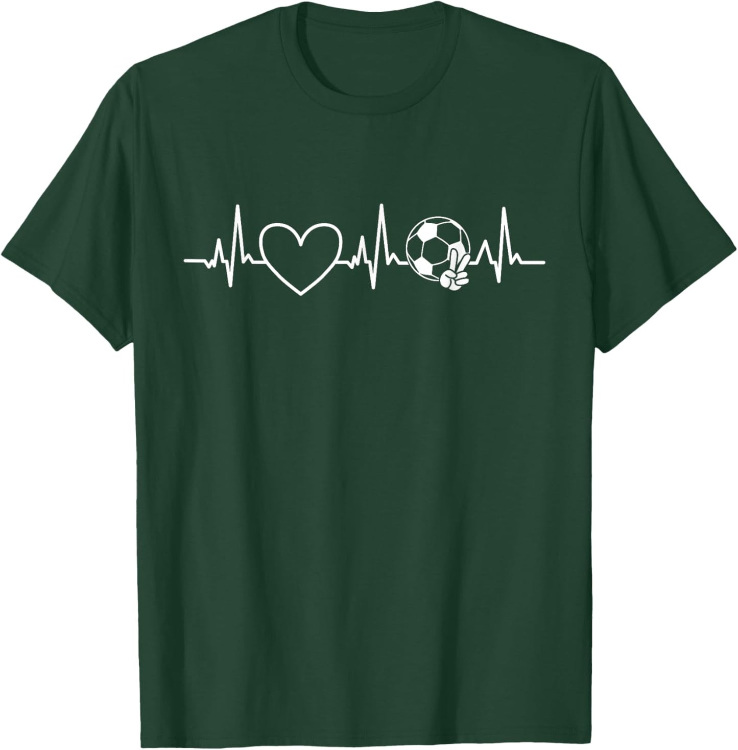 Soccer Heartbeat Design Women Football Dad Mom T-Shirt - T-Shirt | Forest