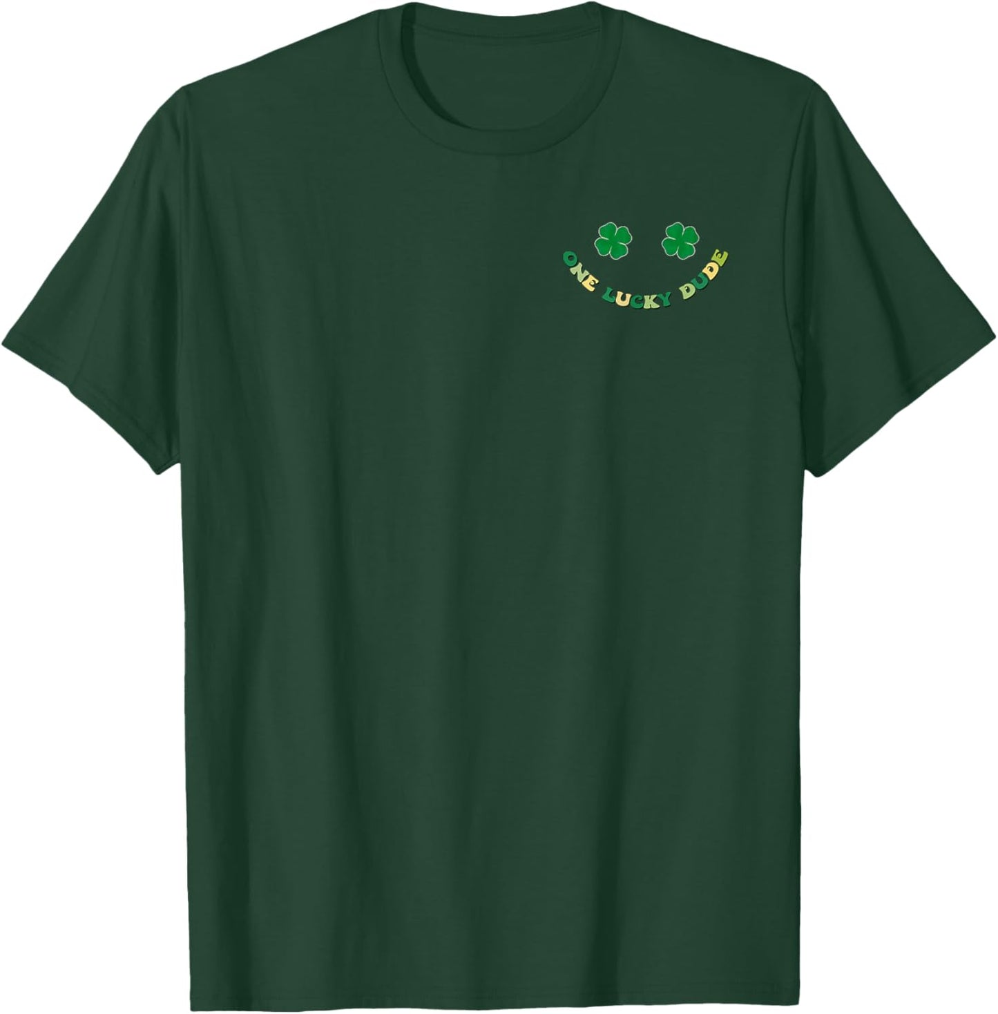 Retro One Lucky Dude St Patricks Day Shamrock Lucky Charm T-Shirt - T-Shirt | Forest