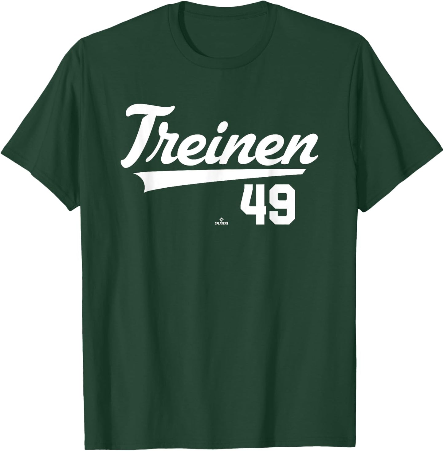 Player Name Swoosh Blake Treinen Los Angeles Baseball MLBPA T-Shirt - T-Shirt | Forest