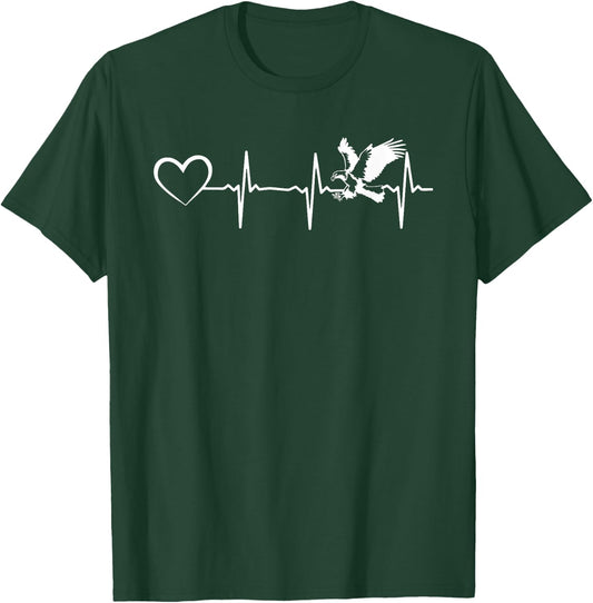 Eagle Heartline Heart Eagle Bird - Bald Eagle Heartbeat T-Shirt - T-Shirt | Forest
