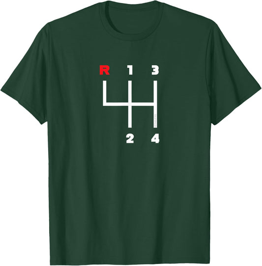 Manual Transmission Gear Shifter Pattern (4 Speed) T-Shirt - T-Shirt | Forest