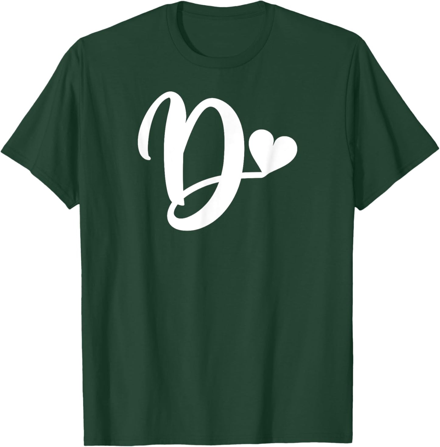 white letter D monogram initial minimalist heart graphic T-Shirt - T-Shirt | Forest