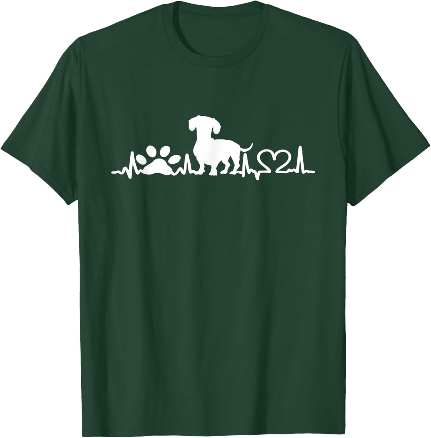 Dachshund Dog Owner Heartbeat - Pet Trainer Animal Lover Men Women Girls Kids T-Shirt - T-Shirt | Forest