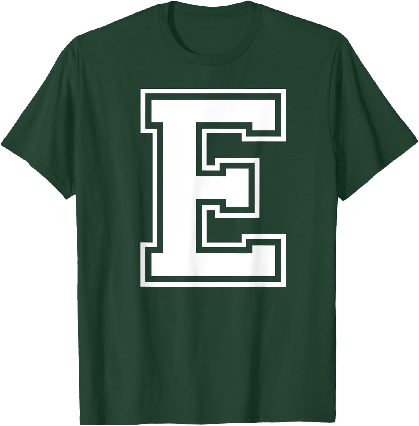 Letter E Capital Alphabet College Varsity Monogram Club T-Shirt - T-Shirt | Forest