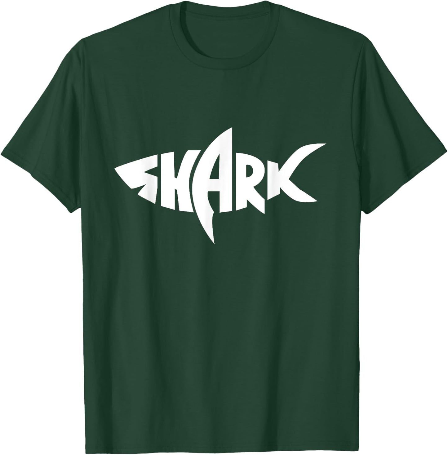 Shark – Bold Word Art Minimal Design T-Shirt - T-Shirt | Forest