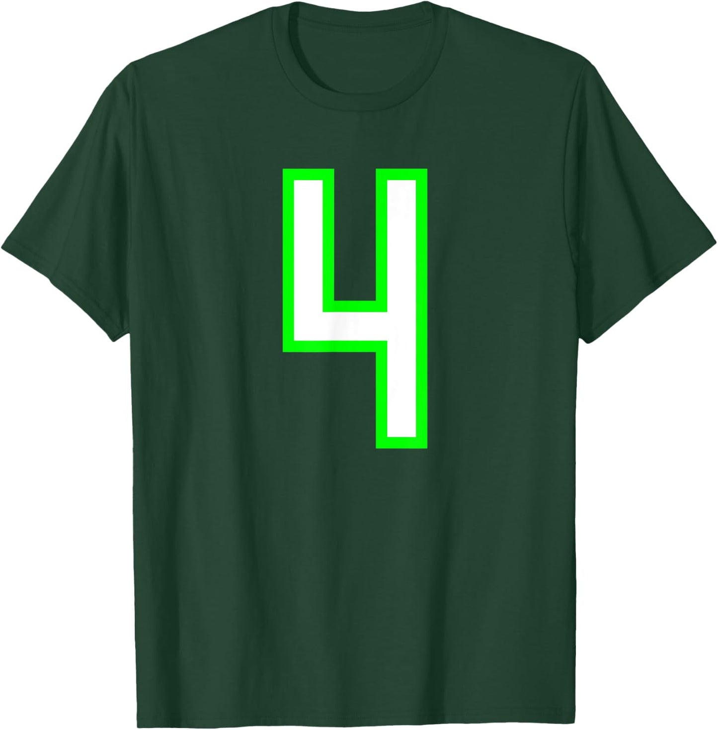 Sports Team Jersey #4 White Lime Jersey Number 4 T-Shirt - T-Shirt | Forest