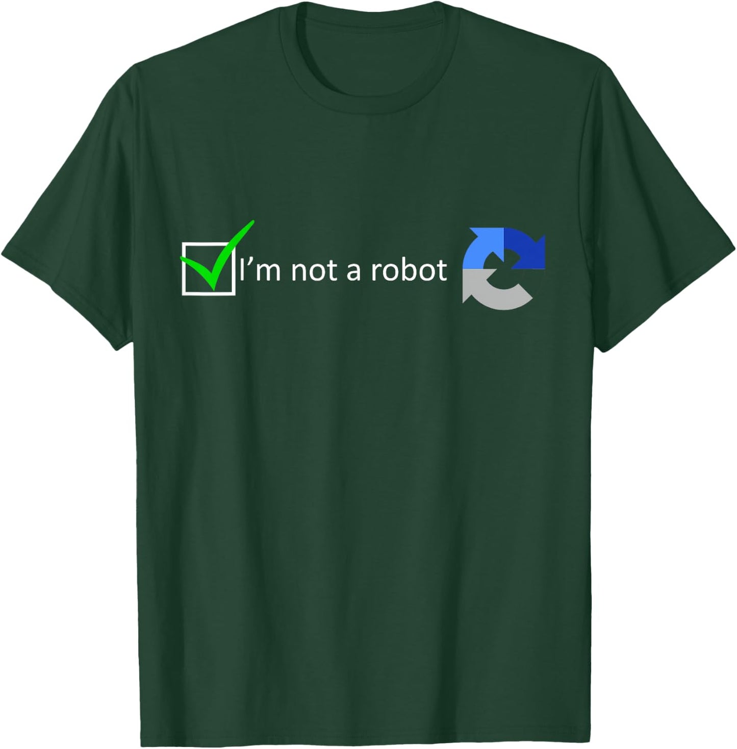MathWare -Adults Black - Funny Nerdy I'm not a Robot test - Short Sleeve - Modern Classic - Robot Theme - Gaming, Coding - Letter Print - Embroidery - Size: Small T-Shirt - T-Shirt | Forest
