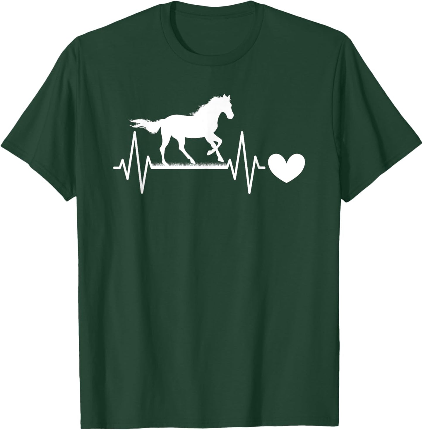 Cute Horse Lover Horseback Riding Heartbeat Horse T-Shirt - T-Shirt | Forest