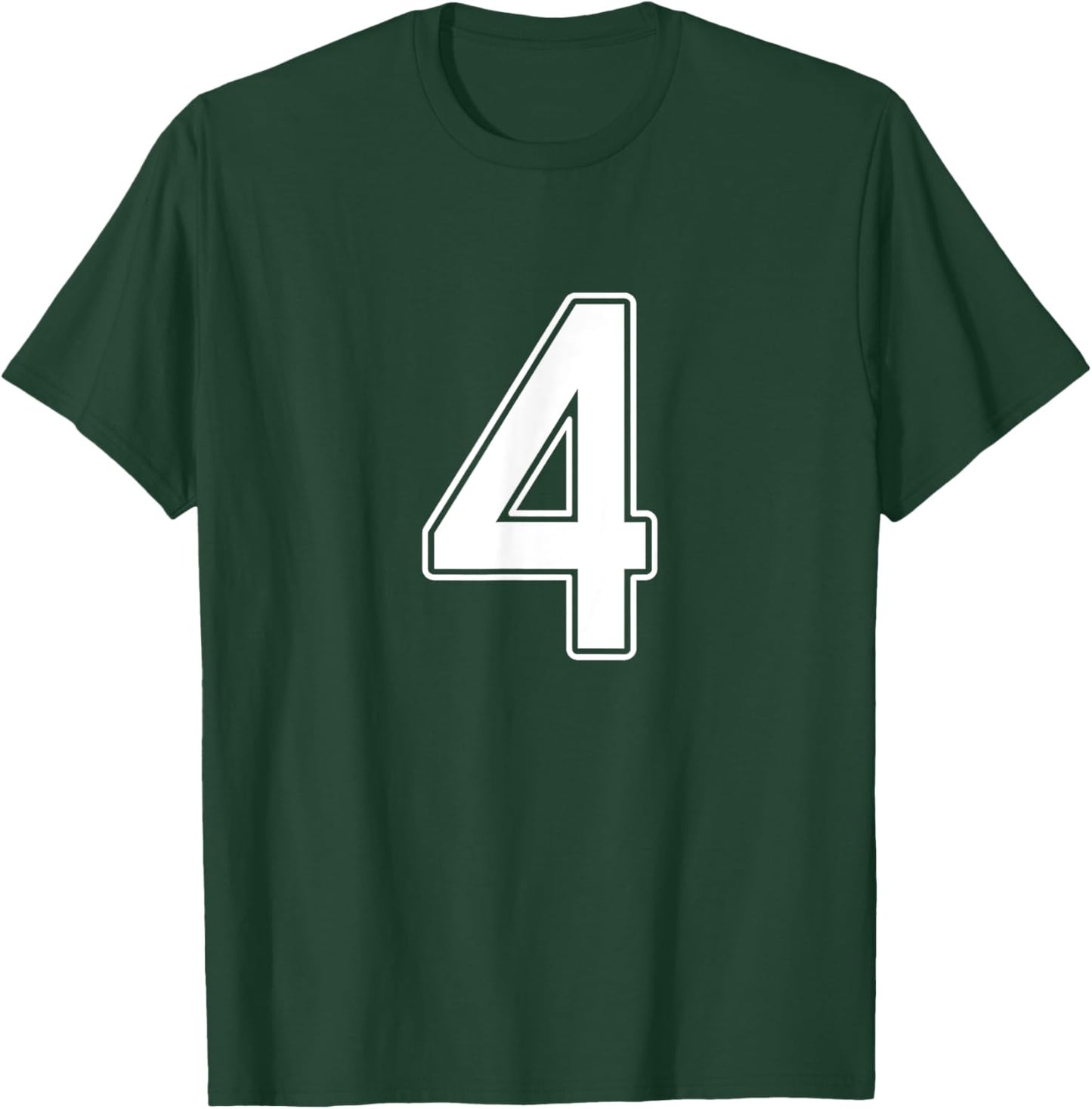Number #4 White Sport Number T-Shirt - T-Shirt | Forest