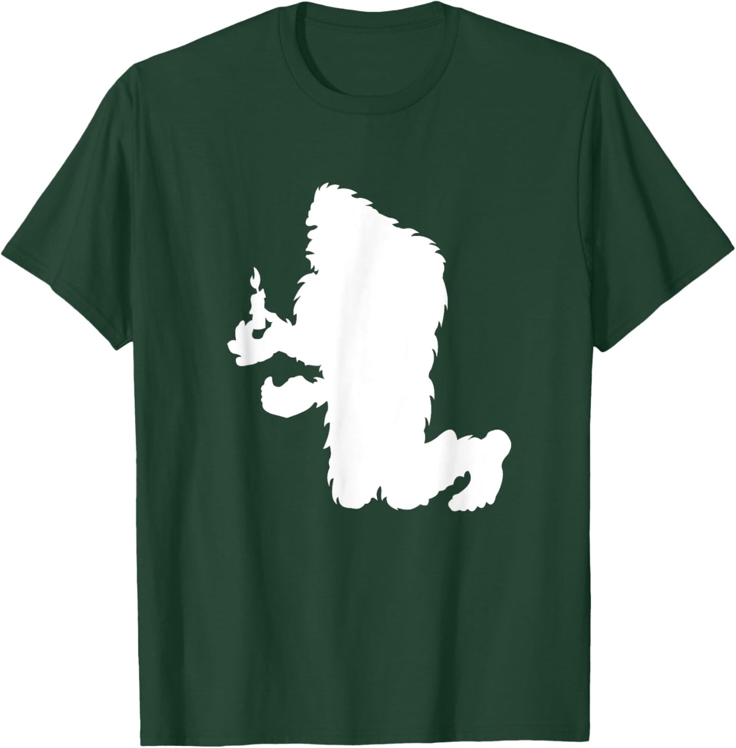 Funny Bigfoot Holding A Candle T-Shirt - T-Shirt | Forest