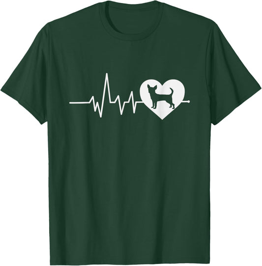 Chihuahua Dog Lovers Men Women Gift Chihuahua Heartbeat T-Shirt - T-Shirt | Forest