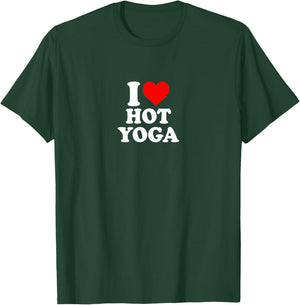 I Love Heart Hot Yoga Simple Cute Funny T-Shirt - T-Shirt | Forest