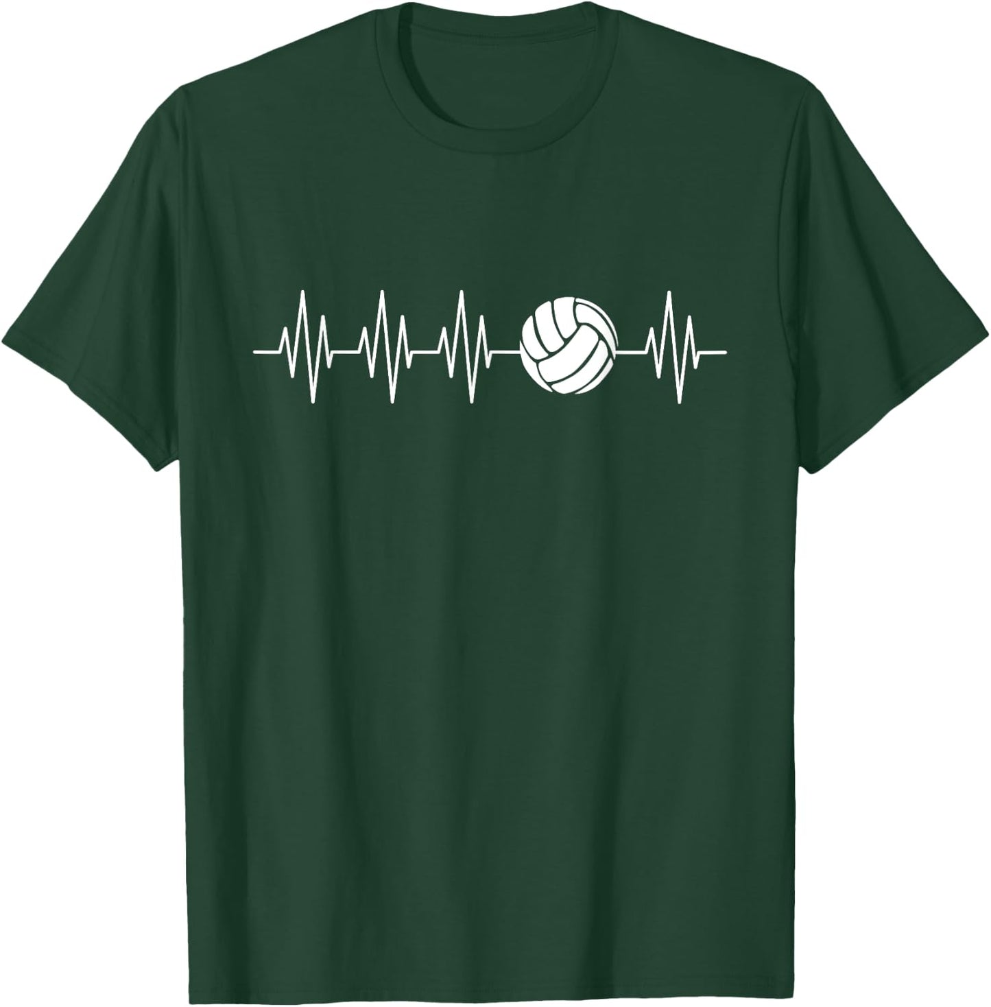 Funny Heartbeat Volleyball Player Athlete Ball Game Outfit T-Shirt - T-Shirt | Forest
