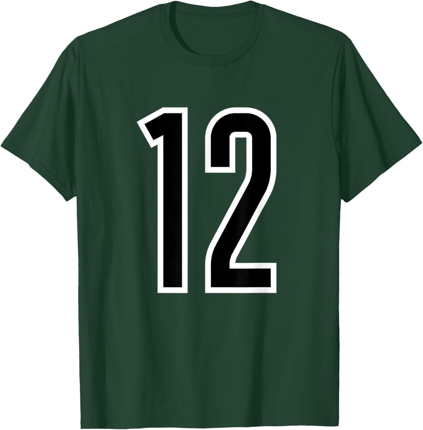 All Sports Fan Number #12 White Black Outline Jersey T-Shirt - T-Shirt | Forest