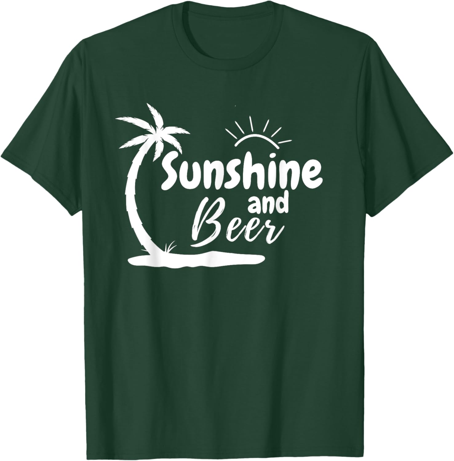 Sunshine and Beer Summer Graphics Beach Men Women T-Shirt - T-Shirt | Forest