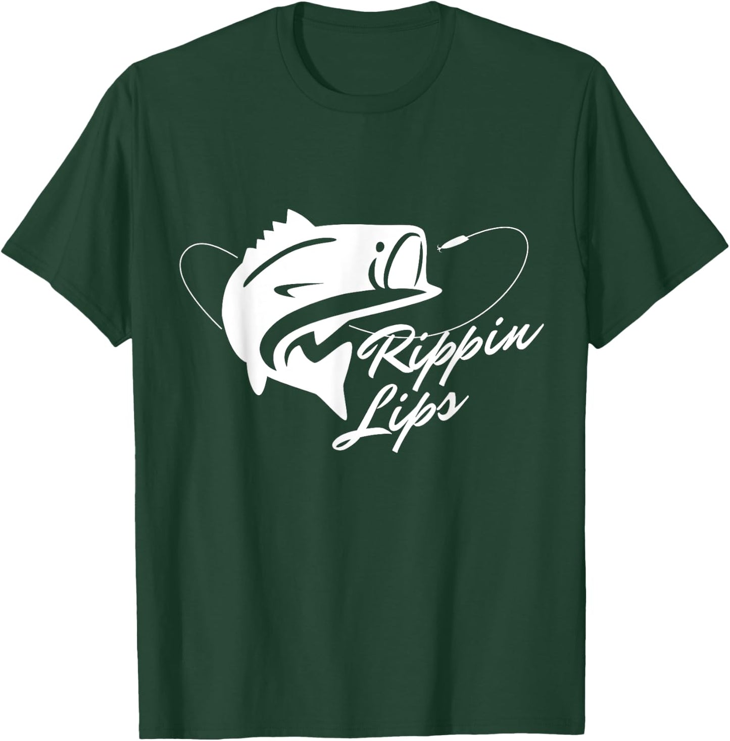 Bass Fishing Rippin' Lips T-Shirt - T-Shirt | Forest
