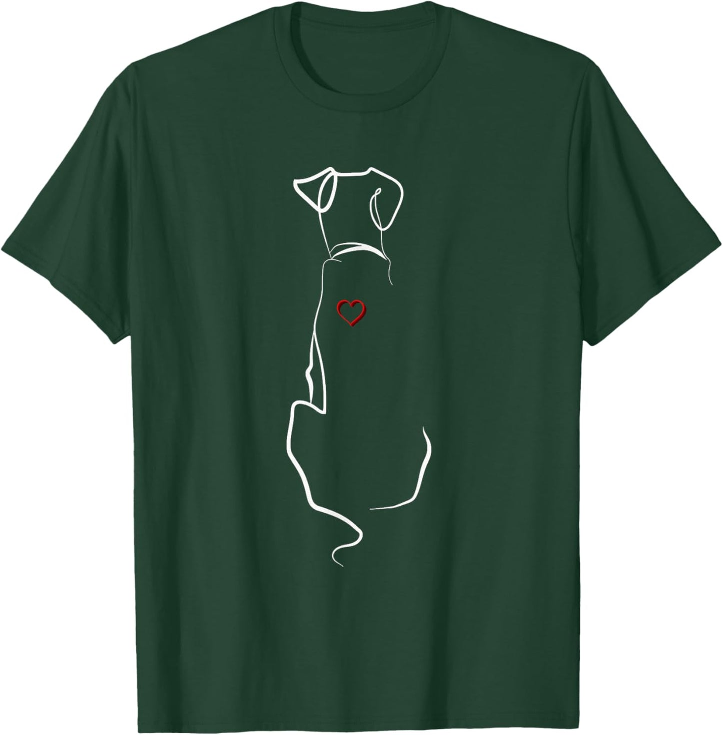 Dog Silhouette Heart Men Women T-Shirt - T-Shirt | Forest