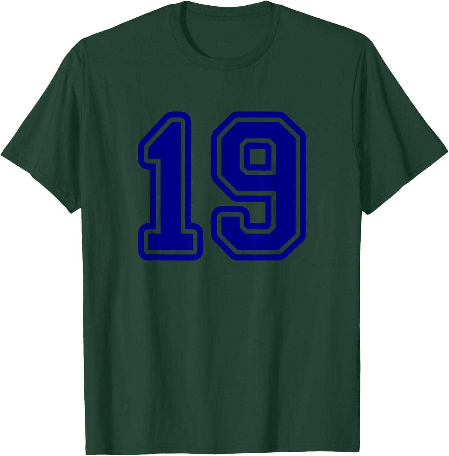 Number #19 Blue Sport Varsity Number 19 T-Shirt - T-Shirt | Forest