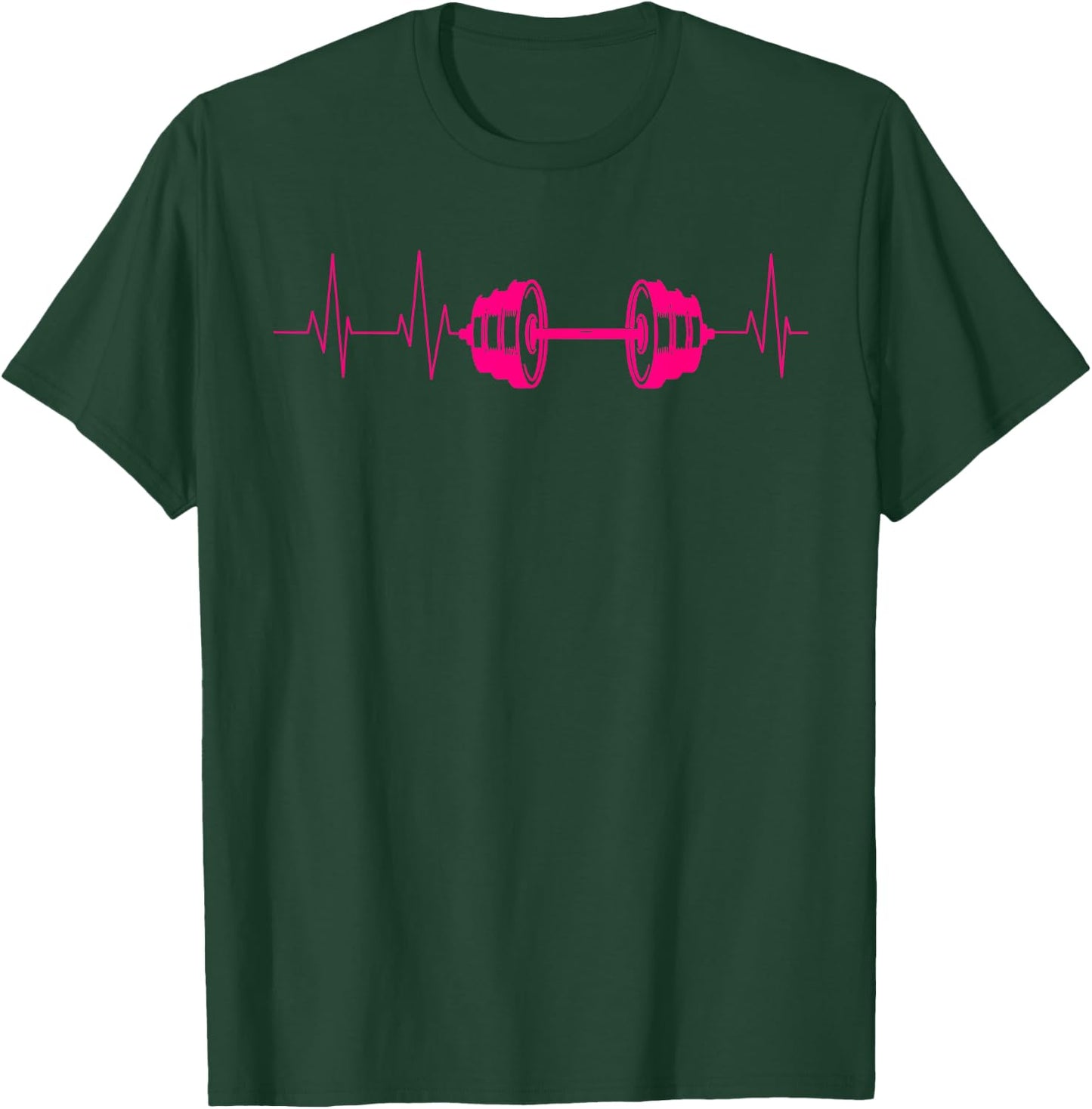 Cute Fitness Lover Gym Workout Heartbeat Designs Barbell Weightlifting Gift Men Women Cool Bodybuilding T-Shirt - T-Shirt | Forest