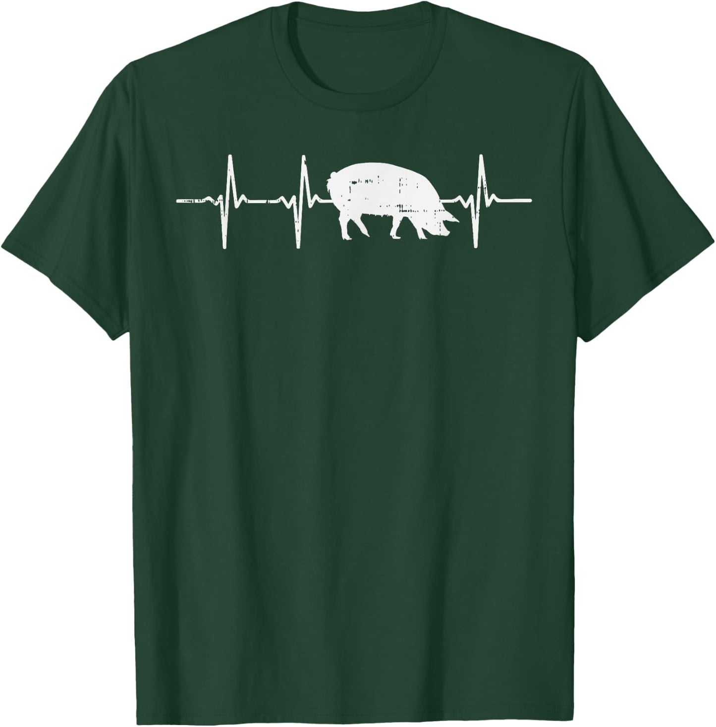 Pig Heartbeat Pulse Farm Animal Farming Life Farmer Gift T-Shirt - T-Shirt | Forest