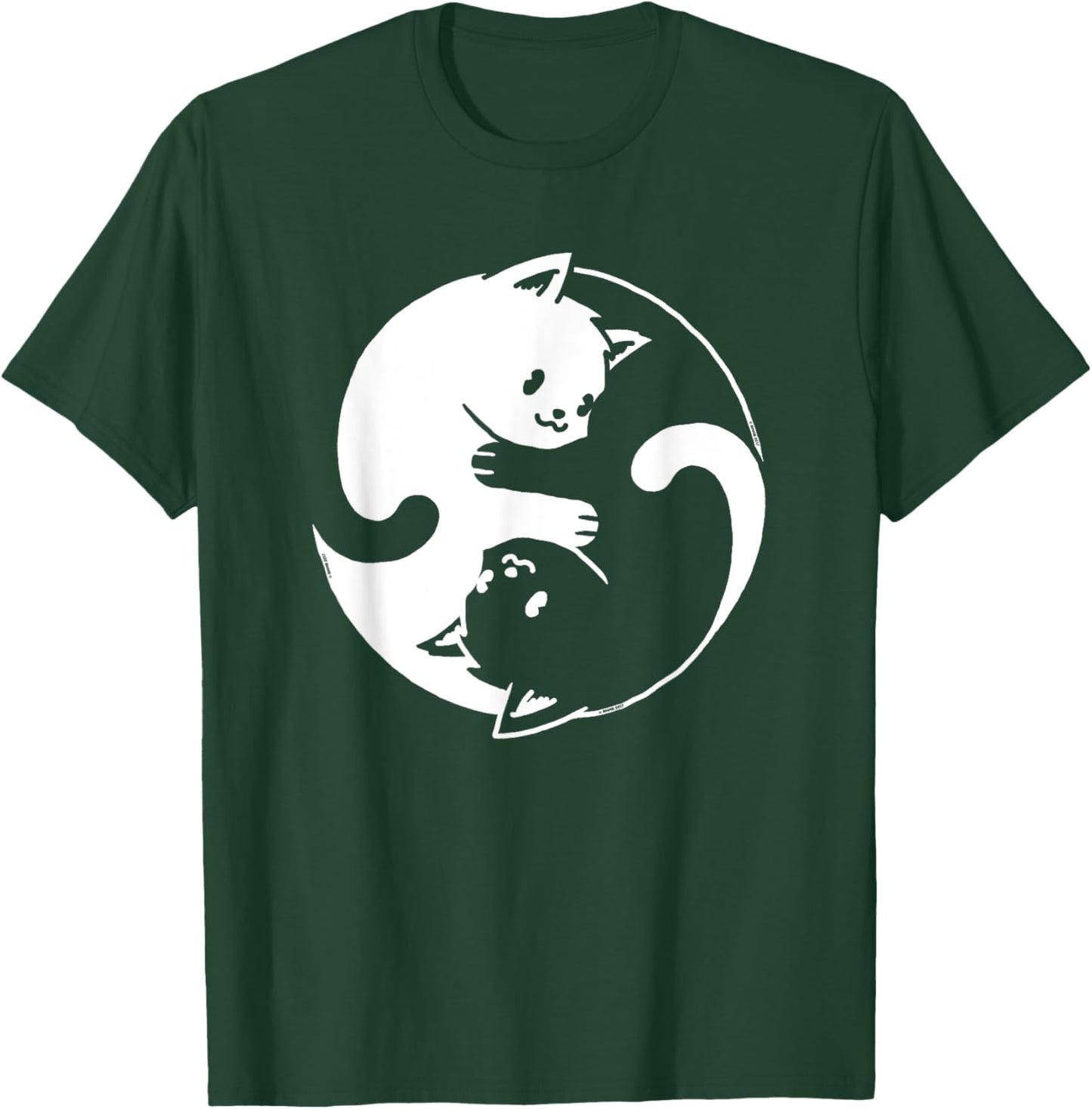 Yin Yang Cat Cute Spirituality Zen Meditation Balance Kitten Men Women Kids T-Shirt - T-Shirt | Forest