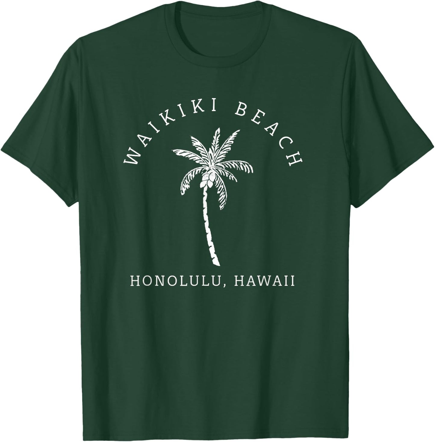 Retro Cool Waikiki Beach Hawaiian Island Palm Tree Souvenir Men Women T-Shirt - T-Shirt | Forest