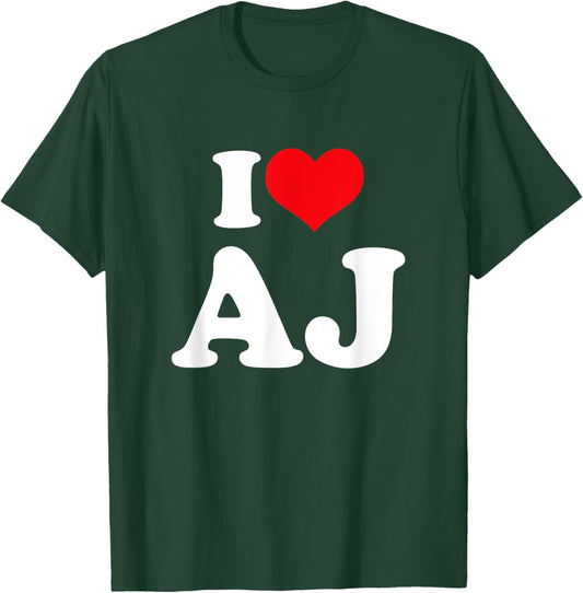 I Love AJ, I Heart AJ T-Shirt - T-Shirt | Forest