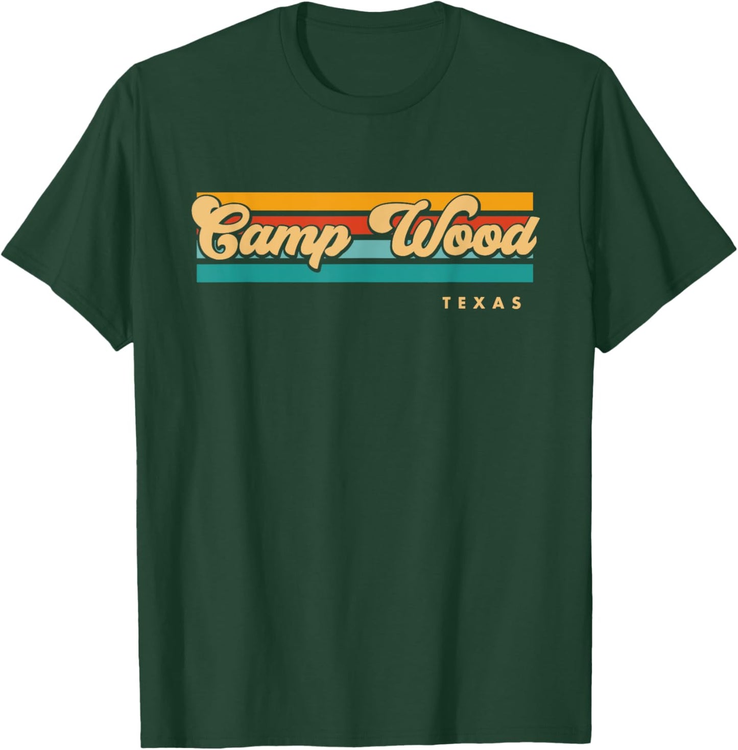 Vintage Sunset Stripes Camp Wood, Texas T-Shirt - T-Shirt | Forest