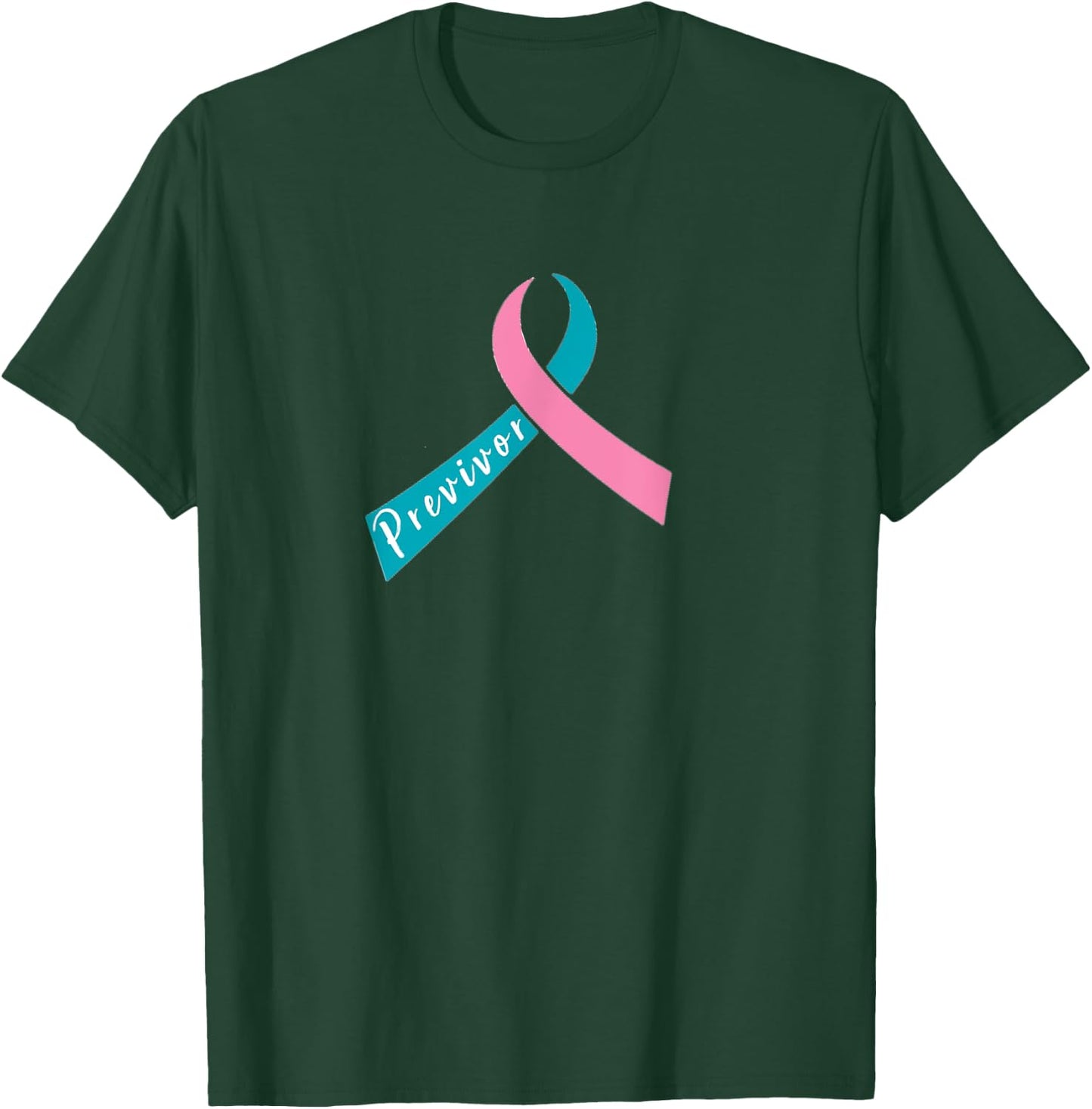 Teal & Pink Ribbon - Previvor T-Shirt - T-Shirt | Forest