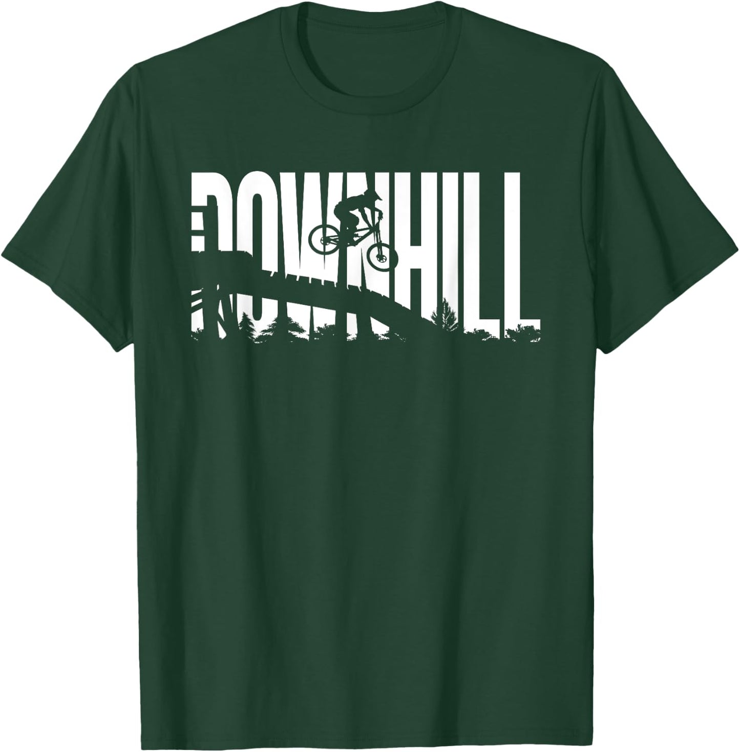 Downhill Silhouette - Downhill Rider Mountainbike Rider MTB T-Shirt - T-Shirt | Forest