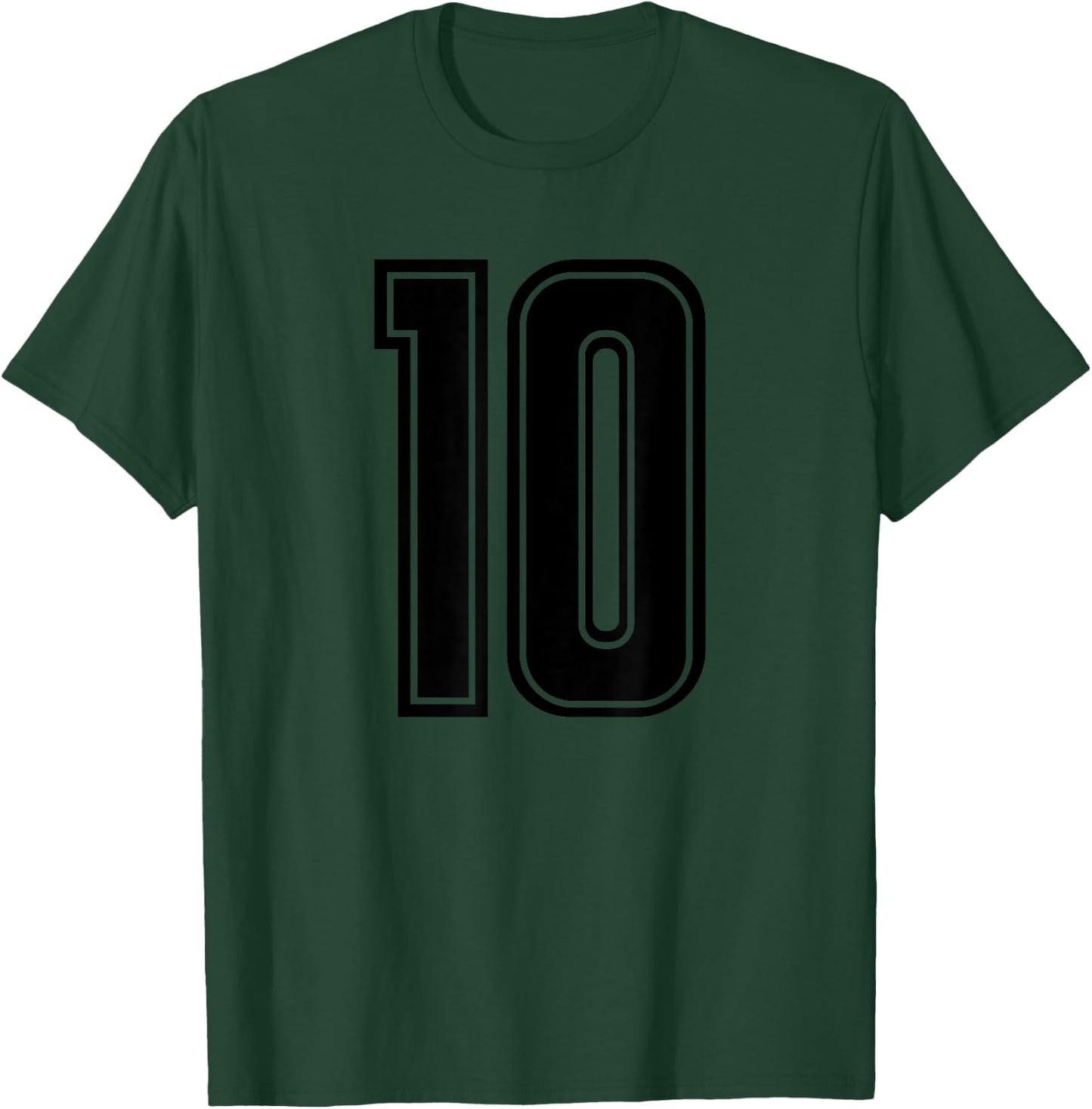 Number #10 Sport Black Varsity Number T-Shirt - T-Shirt | Forest