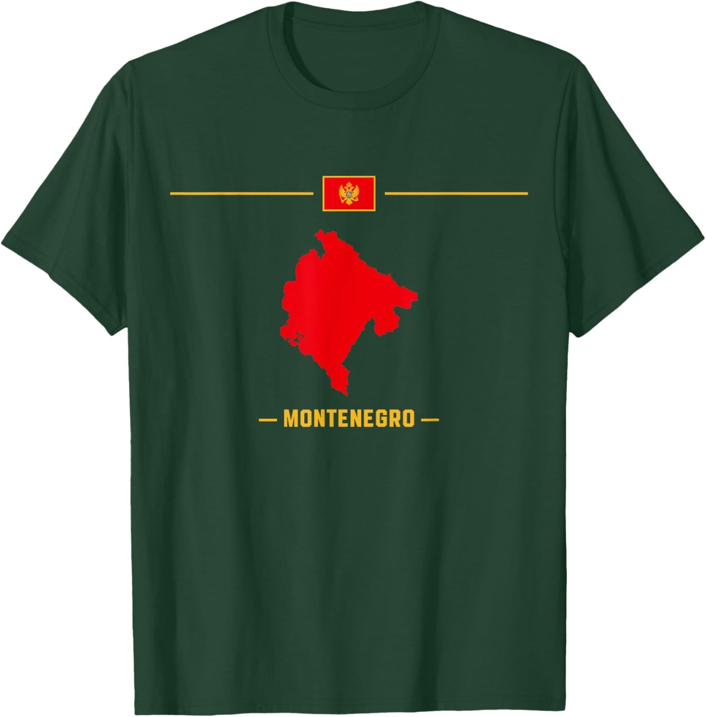 Map of Montenegro isolated with flag and name of the country T-Shirt - T-Shirt | Forest