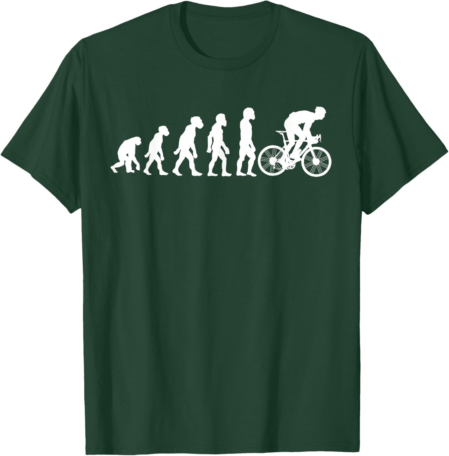 Funny Human Cycling Evolution Athlete Bike Cyclist Biker T-Shirt - T-Shirt | Forest