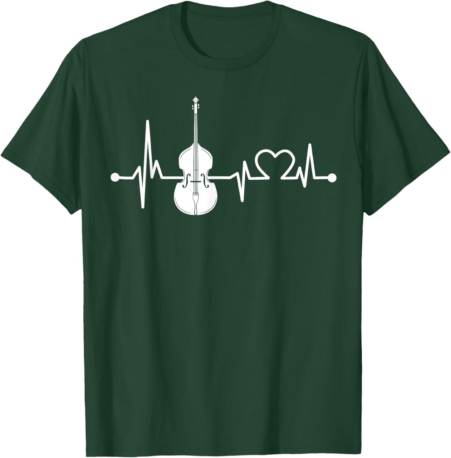 Double bass Heartbeat Funny Love For Music Orchestra Gift T-Shirt - T-Shirt | Forest