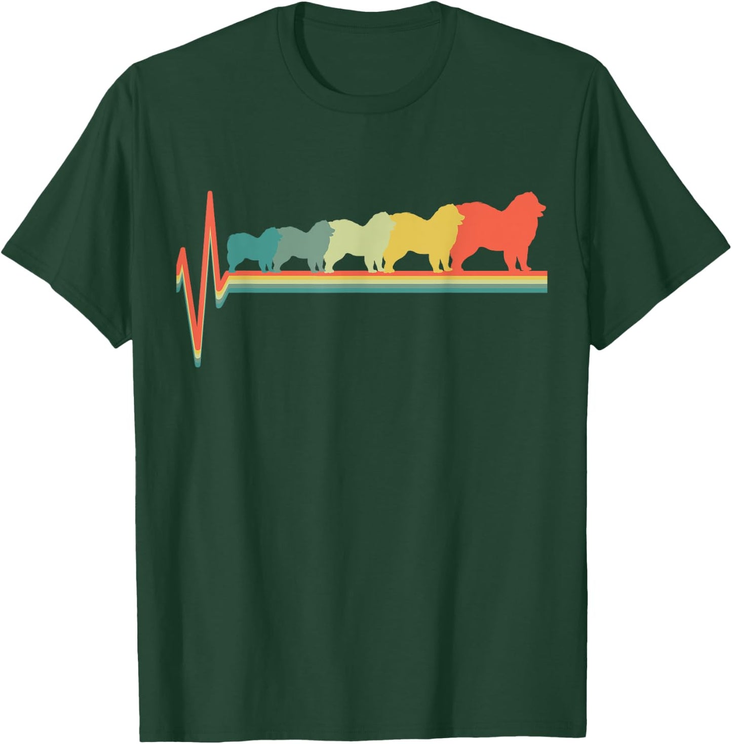 Samoyed Heartbeat Retro Gift Samoyed Lovers T-Shirt - T-Shirt | Forest