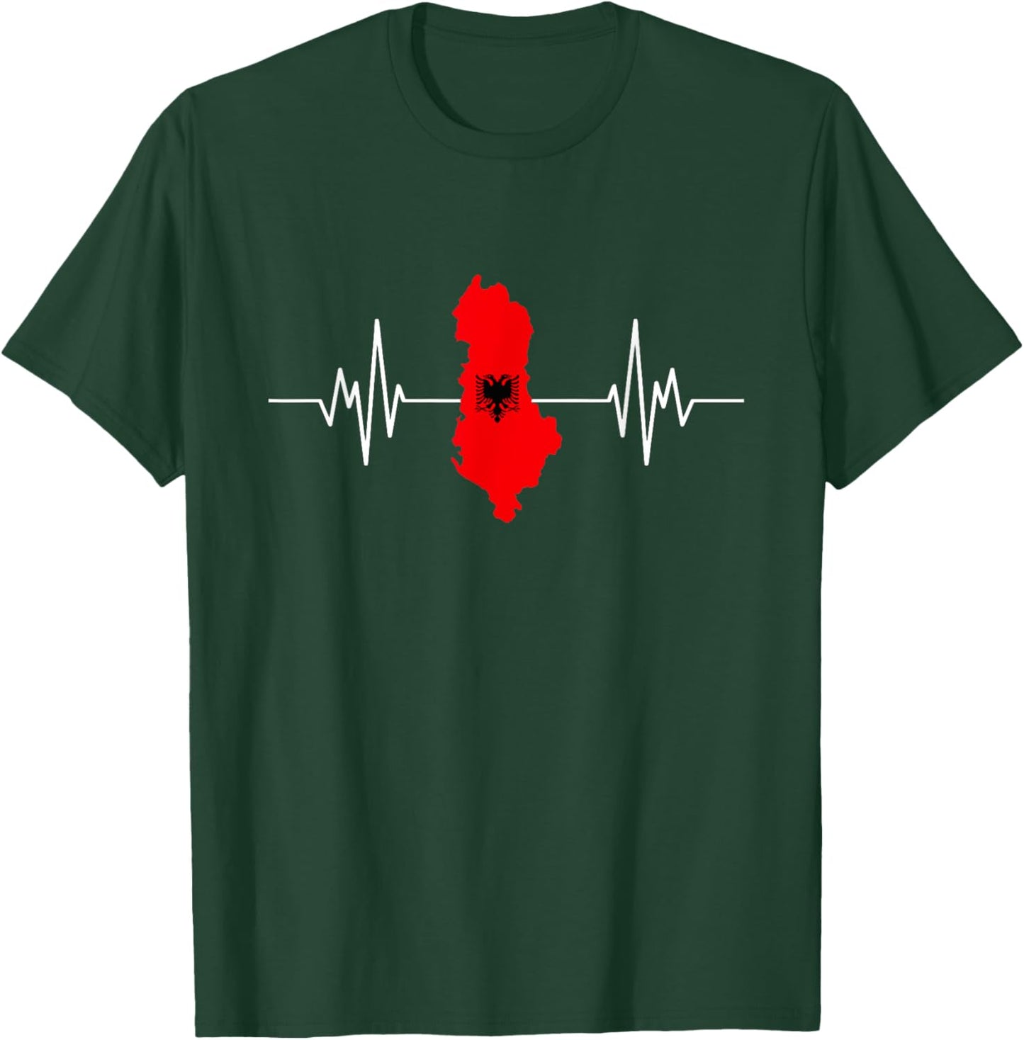 Heartbeat Albania - Albanian Flag T-Shirt - T-Shirt | Forest