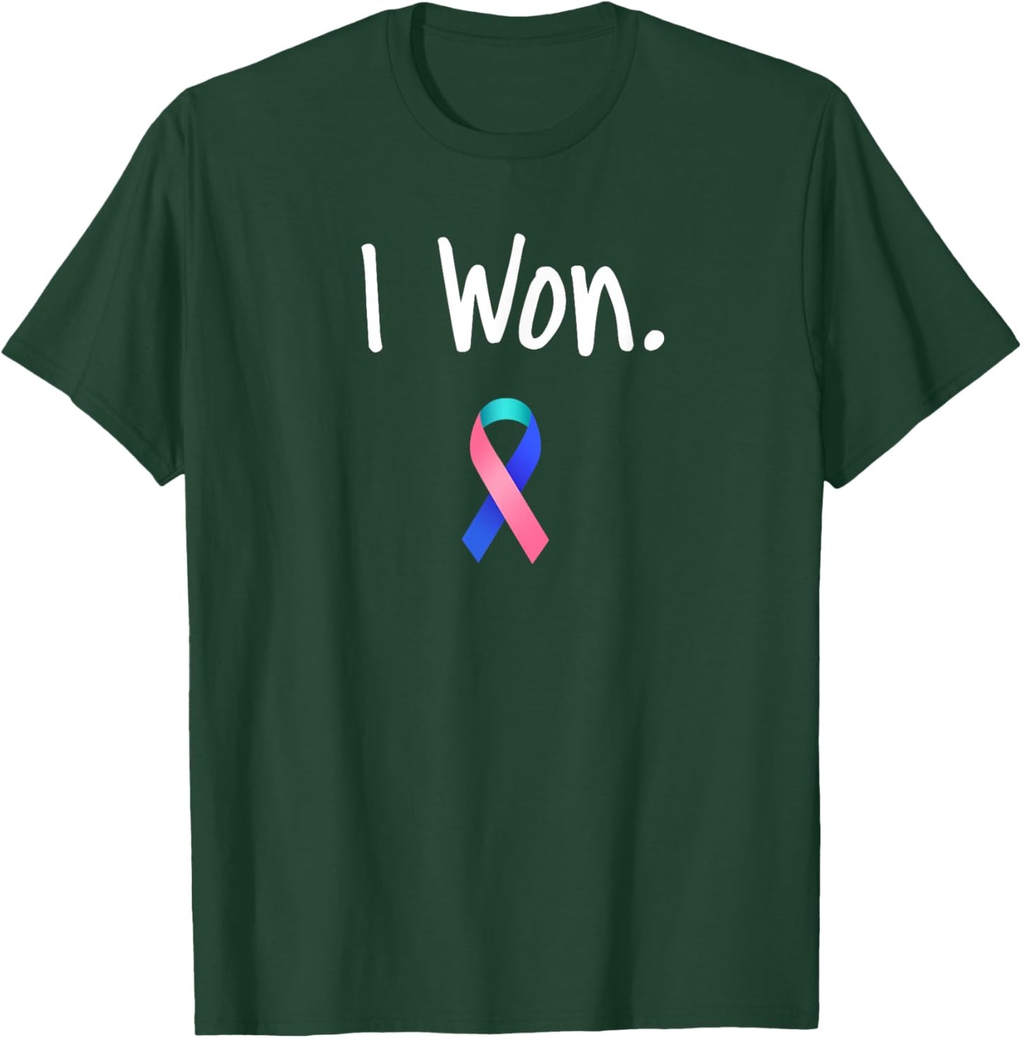 I Won Thyroid Cancer Awareness by I Won Thyroid Cancer Awareness DNG , Black, Small, Short Sleeve, U-Neck, Classic Fit, Cotton 60% Polyester 40% T-Shirt - T-Shirt | Forest