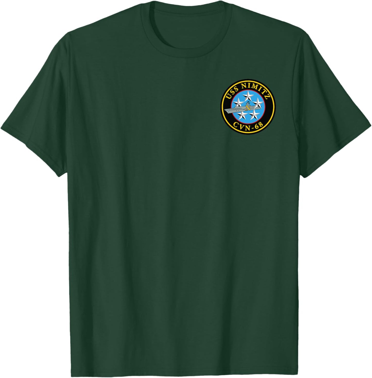USS Nimitz CVN-68 Aircraft Carrier Veteran Flag Veterans Day T-Shirt - T-Shirt | Forest