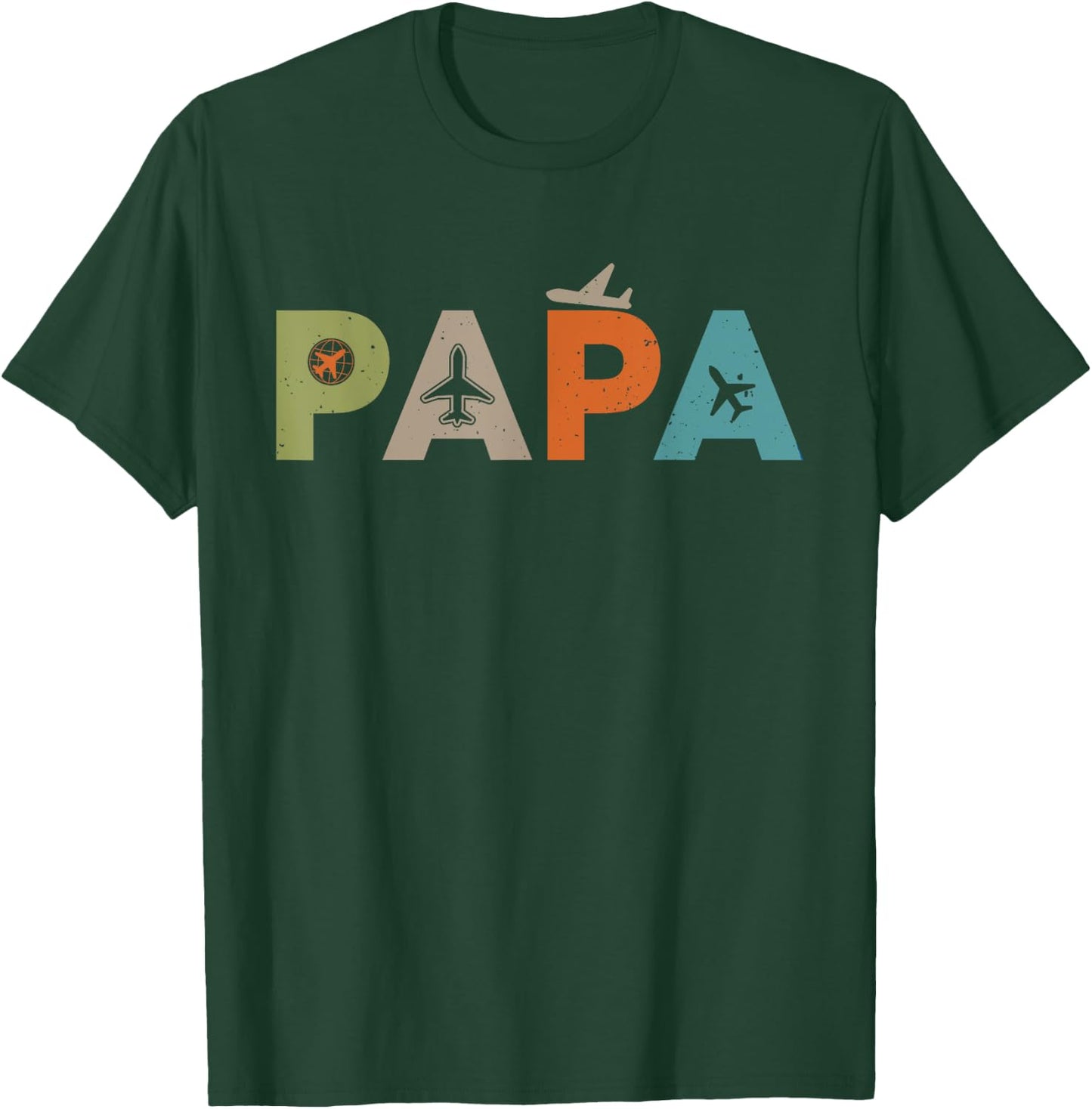 Papa Pilot Aviator Dad Aviation Flying Airplane T-Shirt - T-Shirt | Forest
