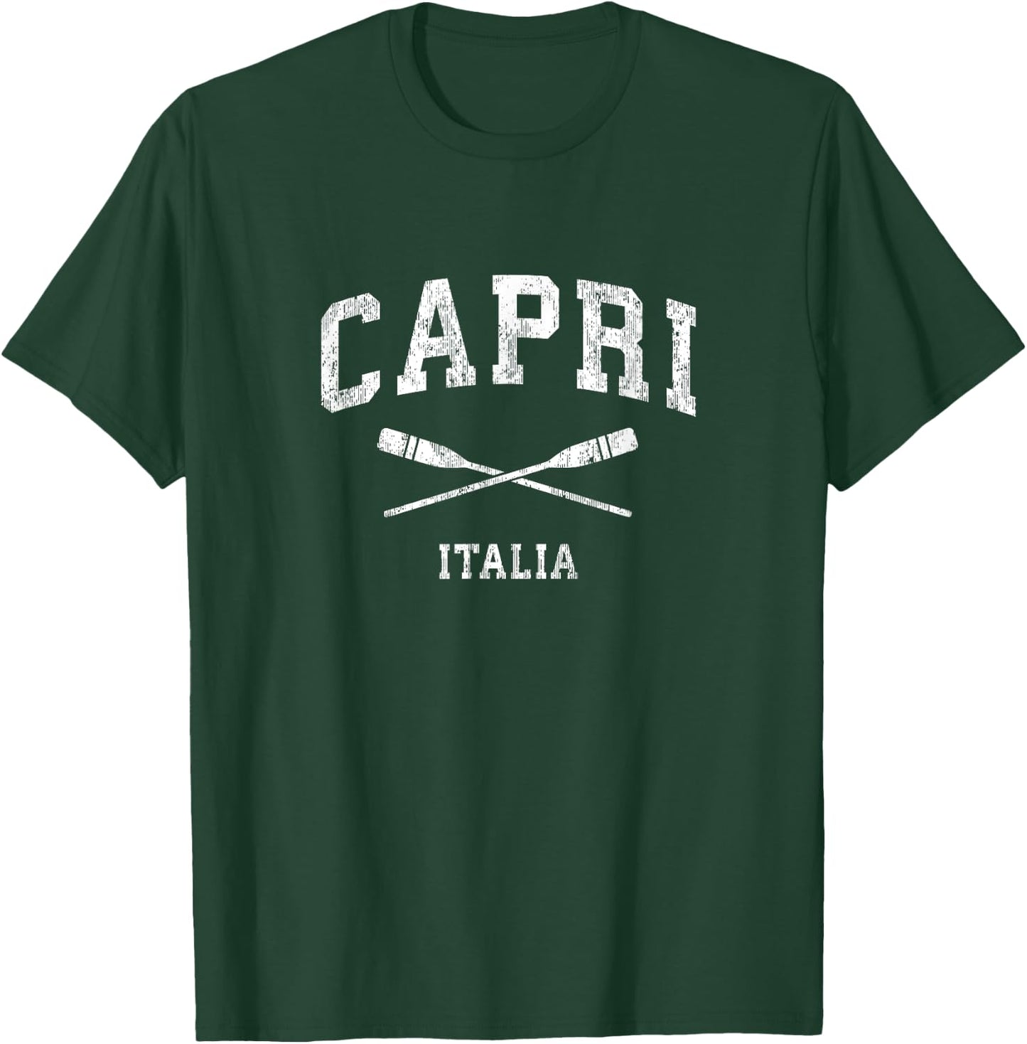 Capri Italy Vintage Nautical Paddles Sports Oars T-Shirt - T-Shirt | Forest