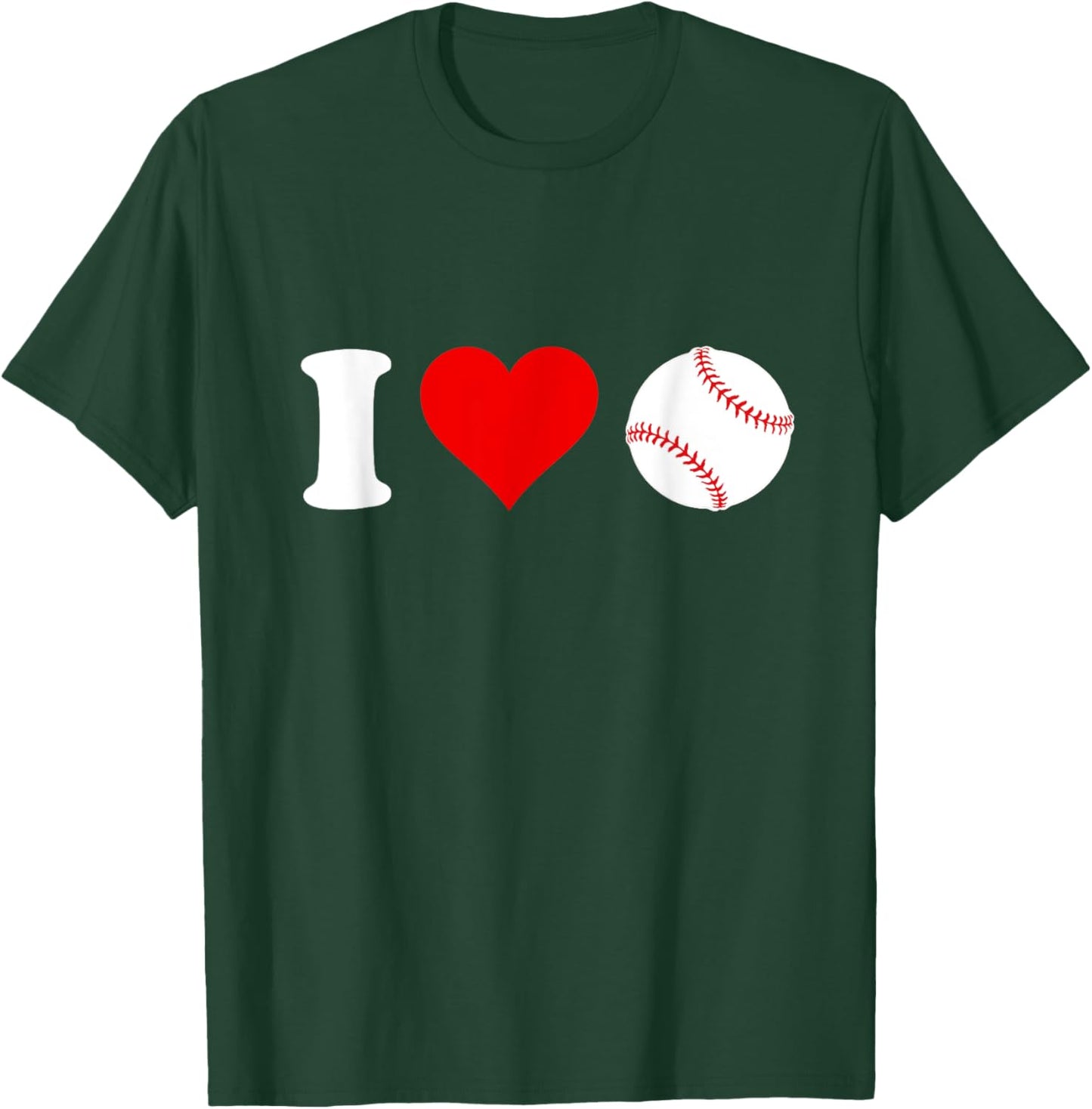 I Love Baseball Sports Fan Heart Shaped Baseball Fan T-Shirt - T-Shirt | Forest