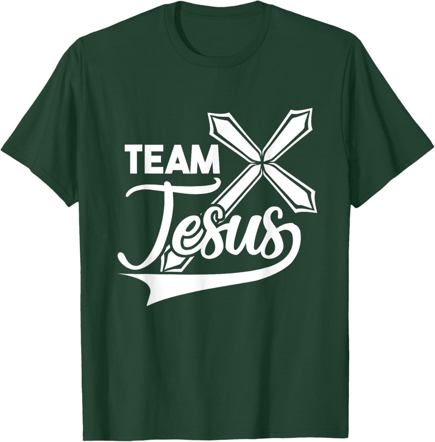 Sport Team Jesus Christian Faith Cross Christ Rise-Up T-Shirt - T-Shirt | Forest