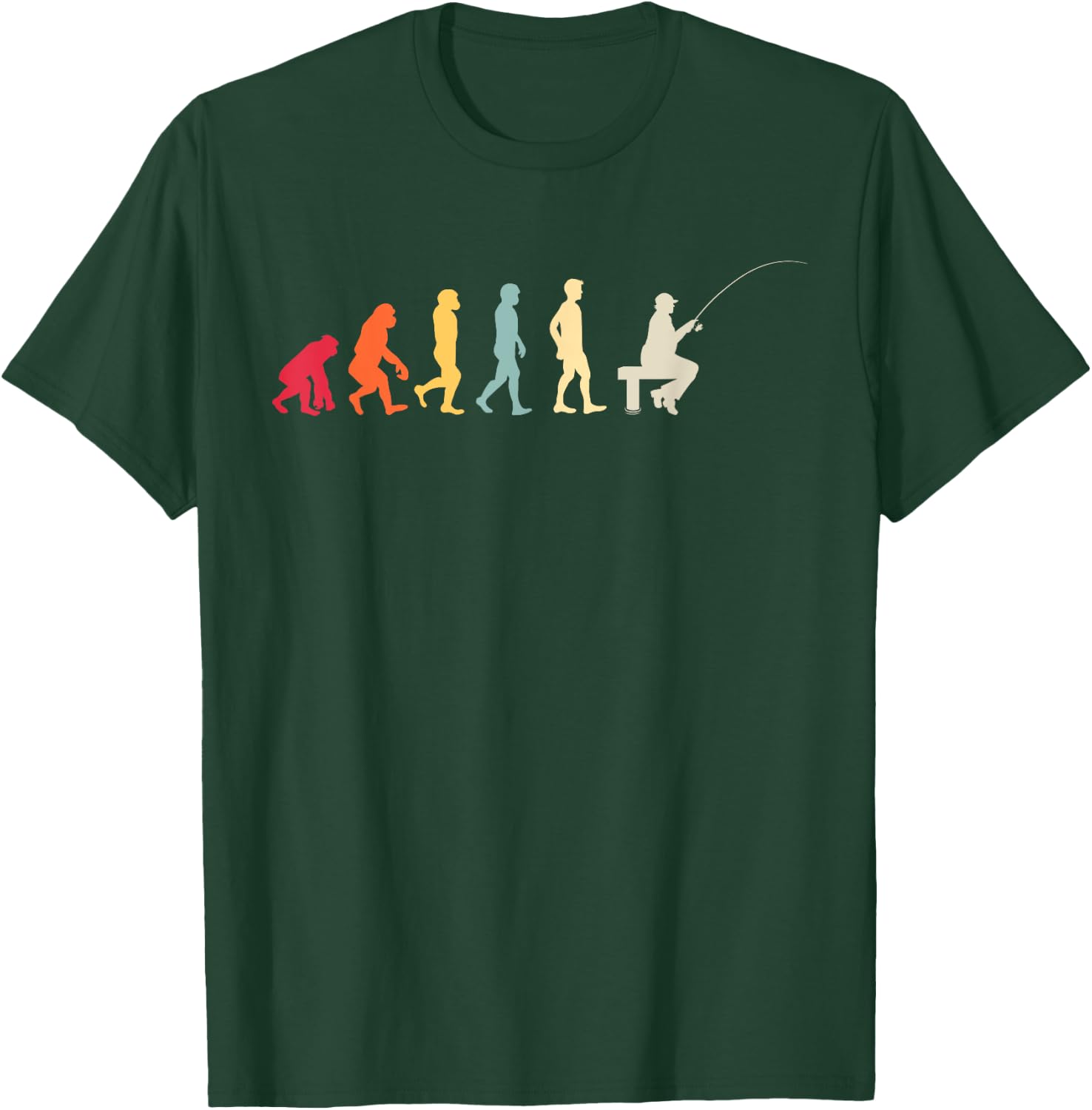 Angler Evolution Retro Fisherman Hobby Fishing Fishing Gift T-Shirt - T-Shirt | Forest