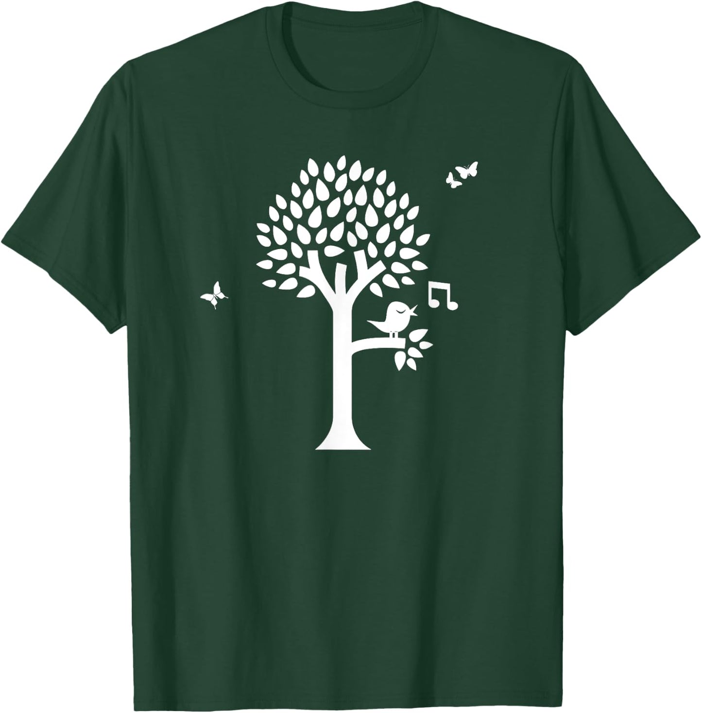 Spring Summer Tree With Songbird And Butterflies T-Shirt - T-Shirt | Forest