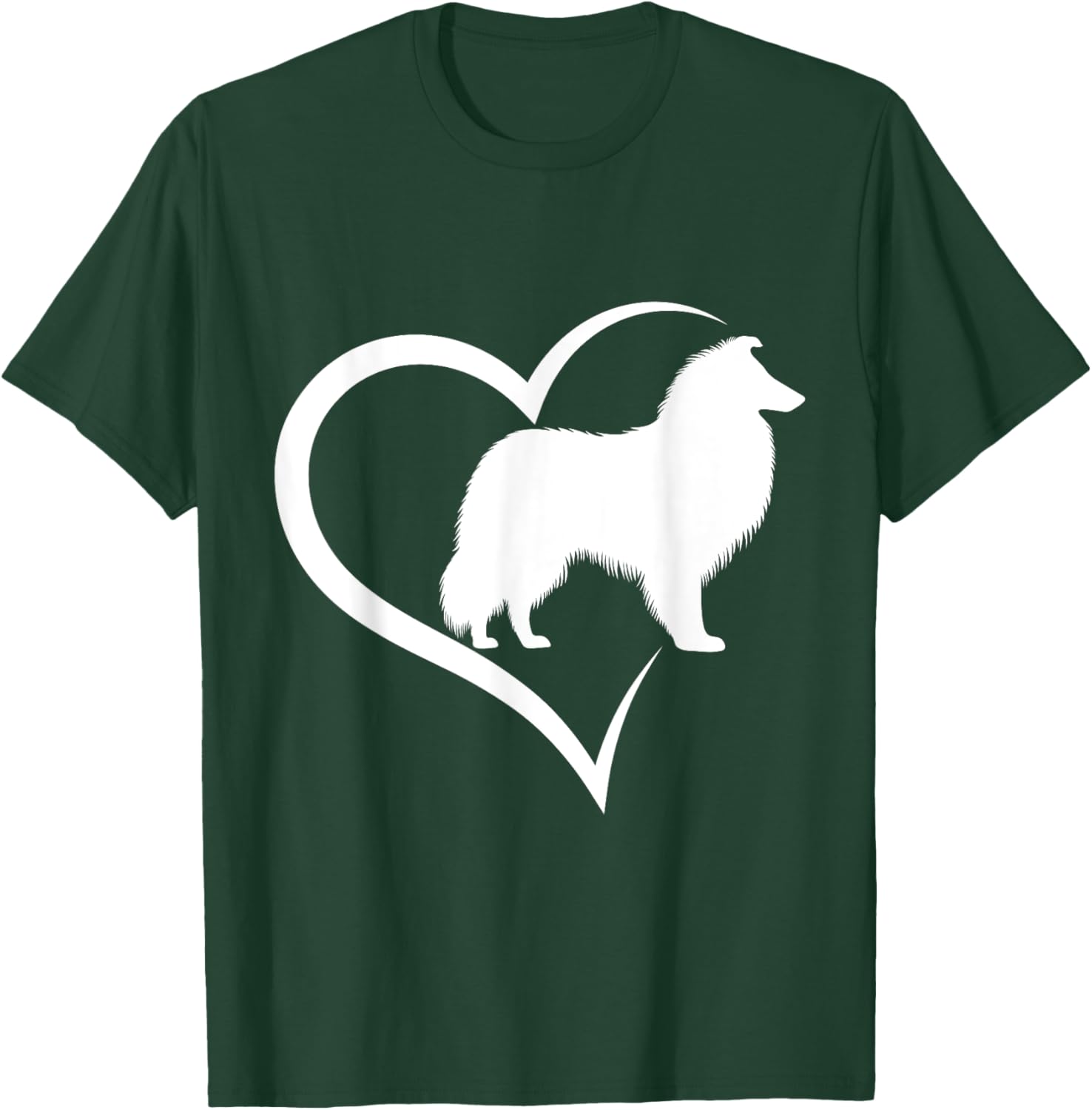 Rough Collie Silhouette Heart Love Dog Men Women Girls Kids T-Shirt - T-Shirt | Forest