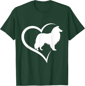 Rough Collie Silhouette Heart Love Dog Men Women Girls Kids T-Shirt - T-Shirt | Forest
