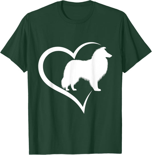 Rough Collie Silhouette Heart Love Dog Men Women Girls Kids T-Shirt - T-Shirt | Forest
