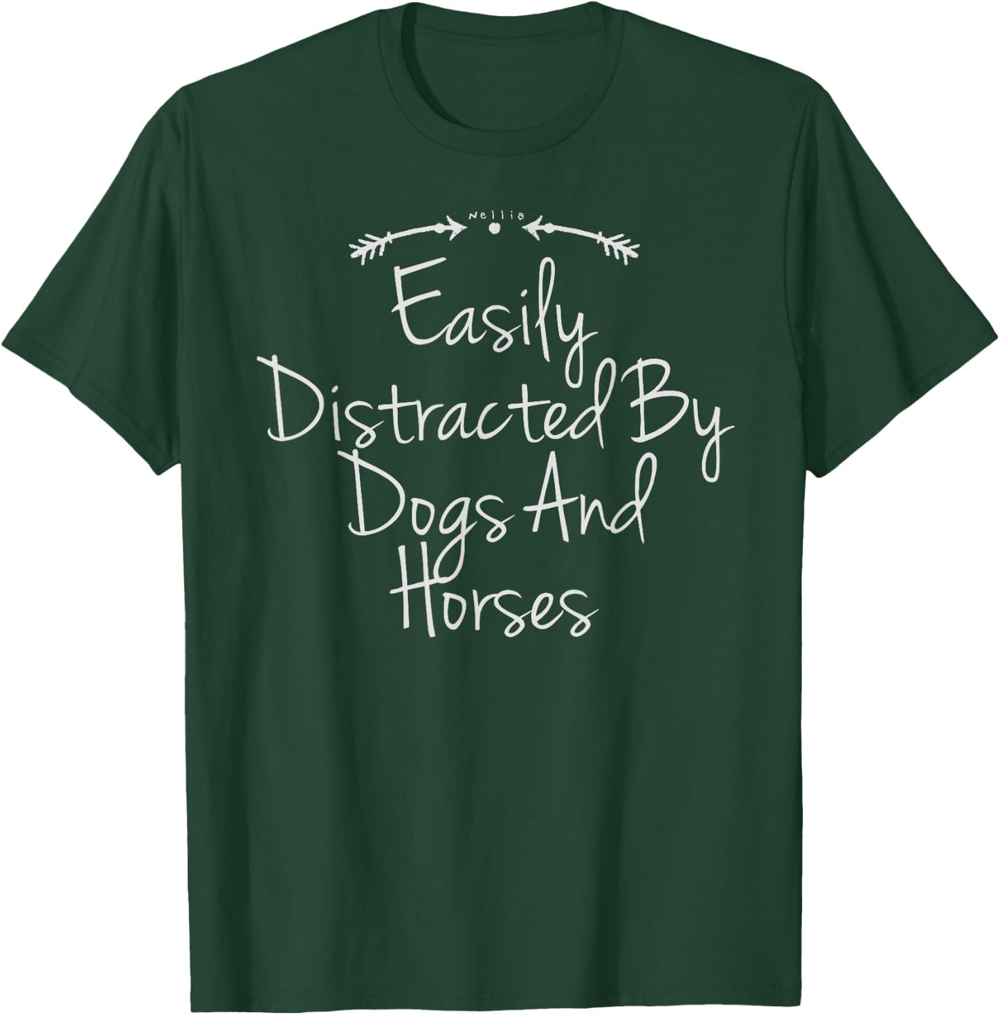 Easily Distracted By Dogs And Horses Shirt, Cute Horse Shirt T-Shirt - T-Shirt | Forest