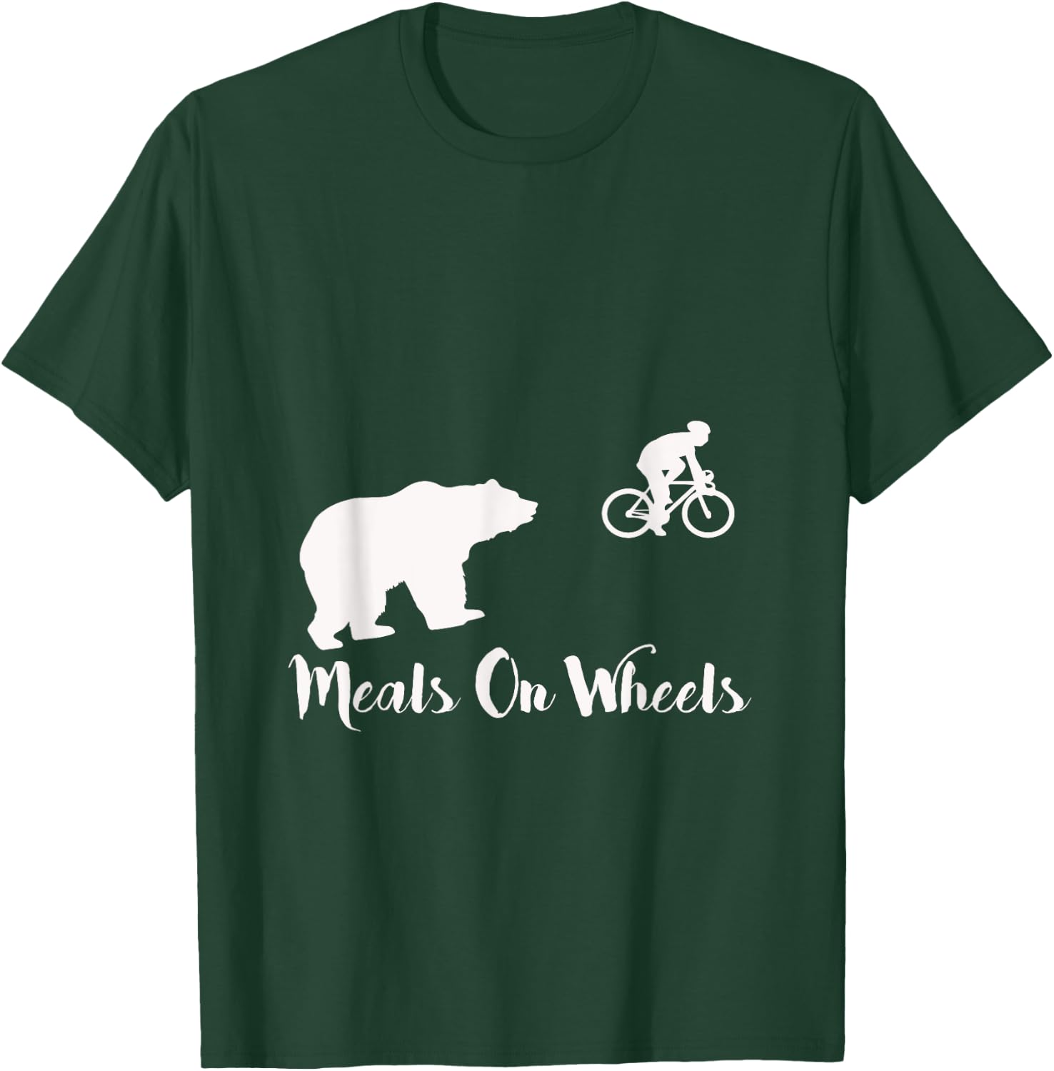 Funny Bear Chasing Bike Cyclist Meals on Wheels T-Shirt - T-Shirt | Forest