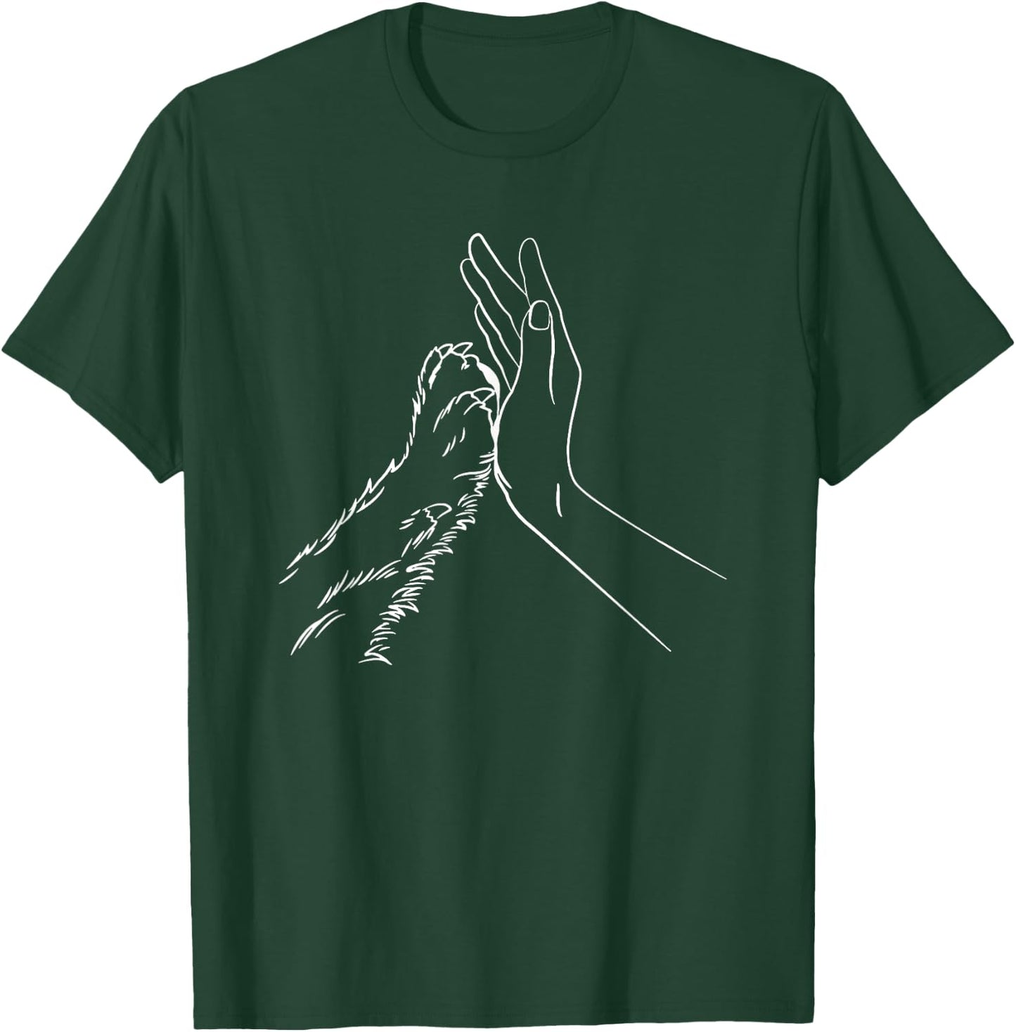 human hand and paw - -Adults, Black, Small, Short Sleeve, Animal Print T-Shirt - T-Shirt | Forest